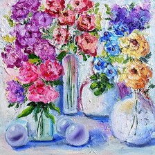 Fiori vasi pittura olio 25x25