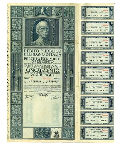 1937 prestito redimibile - prestito, 5%