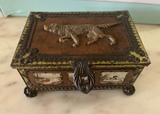 VINTAGE SCATOLA cofanetto LATTA CACCIATORI CACCIA ANATRE FAGIANI sperlari