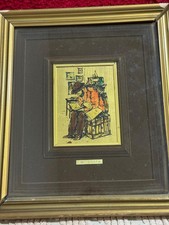 Quadro dipinto su foglia d'oro con certificato autenticità.