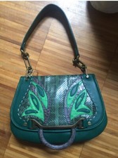 Borbonese Butterfly Bag in Morbida Pelle Verde Pitone Struzzo Coccodrillo