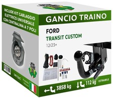 Gancio Orizzontale Estraibile Ford TRANSIT CUSTOM FURGONE Dal 23 Centralina 7P
