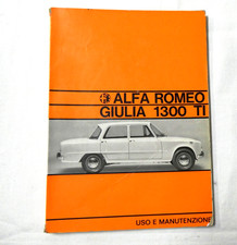 LIBRETTO ALFA ROMEO GIULIA 1300 TI USO E MANUTENZIONE 1967