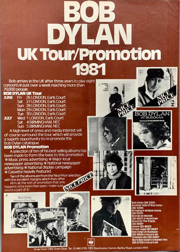 Bob dylan 1981 - bob, d'epoca