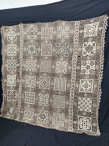 Copriletto antico lino - , pizzo