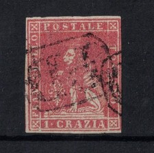 F138 ANTICHI STATI ITALIANI 1857 GRANDUCATO TOSCANA francobollo 1 Crazia US SIGL