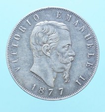  VITTORIO EMANUELE II 5 LIRE 1877 ROMA MONETE DA COLLEZIONE ARGENTO SILVER 