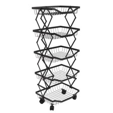 Scaffale merce di seconda scelta MCW-N53, scaffale cucina, cesto pieghevole arrotolabile ferro 95x39x28cm nero