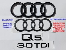 Kit Stemma Logo Anelli per Audi Q5 SQ5 Ant. + Post. + 3.0 TDI Nero LOGHI DAL 21