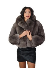 Dark Sable Grey Fox Fur Jacket