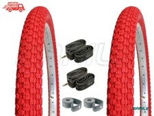 2 Copertone + 2 Camere + 2 Flap 20 x 1.95 ROSSO Bici Graziella - MTB - BMX