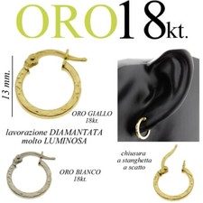 mono orecchino uomo donna ORO 18kt. cerchio effetto DIAMANTATO luminoso 13mm.