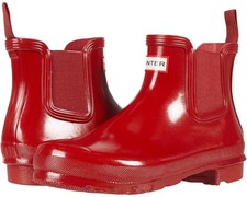 Stivali da pioggia NUOVI Hunter donna originali lucidi Chelsea impermeabili pull tab taglia 7