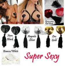 COPRICAPEZZOLI Nipple Cover tassel paillettes lingerie SILVER NERO ORO RED WHITE