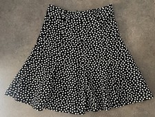 Gonna Donna Corta Casual, Nera Con Pois Bianchi