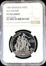 1987 PALLADIUM BERMUDA $25 DOLLARO SEA VENTURE 1 OZ MONETA NGC PROOF 70 CAMMEO
