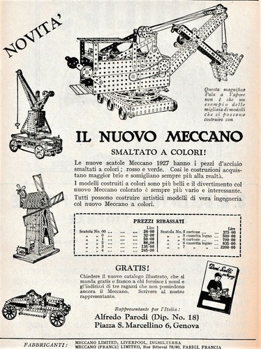 Pubblicita 1927 meccano gioco - pubblicita',