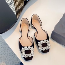 Scarpe singole donna Roger Vivier con strass quadrati e bottoni