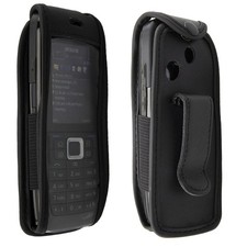 caseroxx Borsa in pelle con clip da cintura per Nokia E51 in nero fatto di vera 