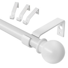 bastone tenda 3 metri bianco, set bastone per tende regolabile con (n4r)