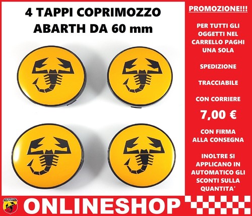 Tappi coprimozzo abarth giallo - tappi,