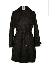 Trench vintage in Pizzo Nero con tasche, cintura, martingala e bottoni gioiello