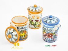 Barattoli Sale e Zucchero Decorati in Ceramica di Caltagirone - Vari Decori