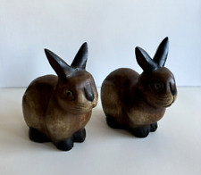 Coppia conigli in legno fermalibri