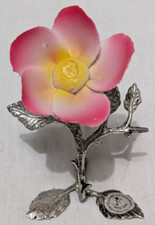 SOUVENIR FIORE PORCELLANE CAPODIMONTE ARGENTO 1000 VINTAGE!!! h 10,5 cm