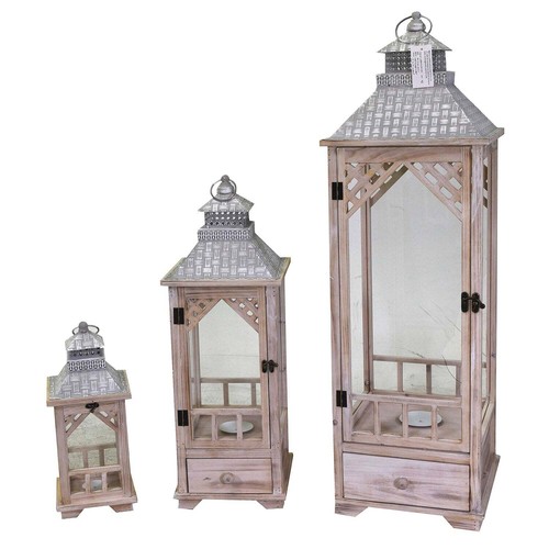 Set lanterne legno in - set, 3