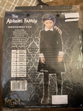 COSTUME E PARRUCCA CARNEVALE MERCOLEDI FAMIGLIA ADDAMS BAMBINA LICENZA UFFICIALE
