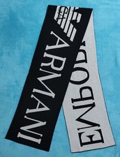 sciarpa Emporio Armani pura lana Vergine nero & grigia morbidissima