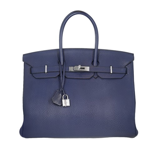 Hermes clemence birkin blu - clemence, 35