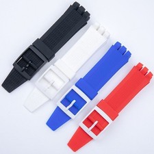 Cinturino 24x22mm gomma siliconica per orologio Swatch IRONY SCUBA 200 blu bianco