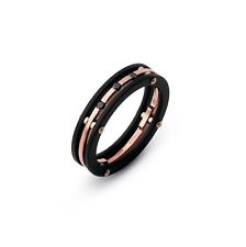 BARAKA anello uomo oro rosa 18kt diamanti neri acciaio pvd nero n. 19 AN21337
