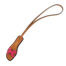AUTENTICO HERMES Borsa Charm Oran NanoKey Holder Framboise/Natural Sable Epsom