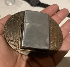 Fibbia cintura western country cowboy con Zippo Incorporato