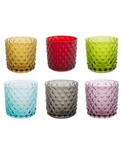 Brandani set 6 Bicchiere rombi vetro colori assortiti 9x8,5 h cm cod.51536