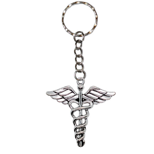 Caduceus symbol keyring - caduceus,