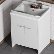 Mobile lavatoio 60x50 cm vasca in resina con asse e kit di scarico 60x50x85H cm