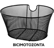CESTINO FERRO OVALE ANTERIORE BICICLETTA CESTO BICI 38x29x19 cm NERO RESISTENTE