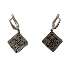 Orecchini in argento sterling 925, motivo ricamo bulgaro, gioielli etnici popolari