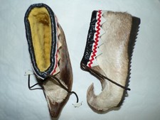 SCARPE ARTIGIANATO LAPPONIA VINTAGE SAMI STIVALI N 34  100% RARE