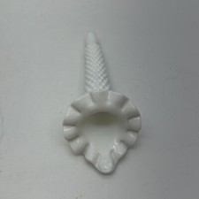 Vaso fiori corno bianco ricambio Epergne vetro latte vintage Fenton