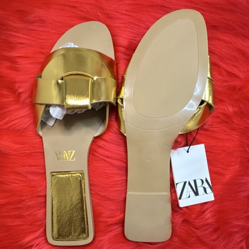 Zara women gold slide - zara, women's