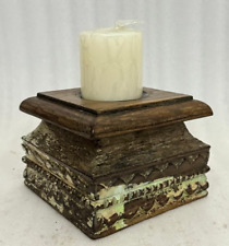 Antico di Legno Colonna Basamento Portacandele Originale Sottile Mano Intagliato