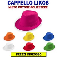 CAPPELLO CAPPELLI COTONE POLIESTERE PANAMA FESTE COWBOY ROSSO BLU FUCSIA VERDE