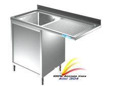Lavello cm120x60x85 In Acciaio Inox Lavatoio 1 Vasca e Vano Lavastoviglie 