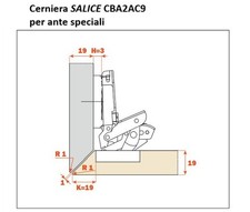 Cerniera Salice CBA2AC9 + base