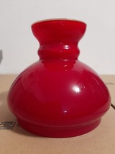 Paralume campana per lume a petrolio vetro opalino rosso fuoco